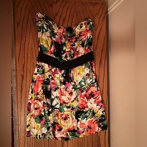 Strapless Floral Mini Dress